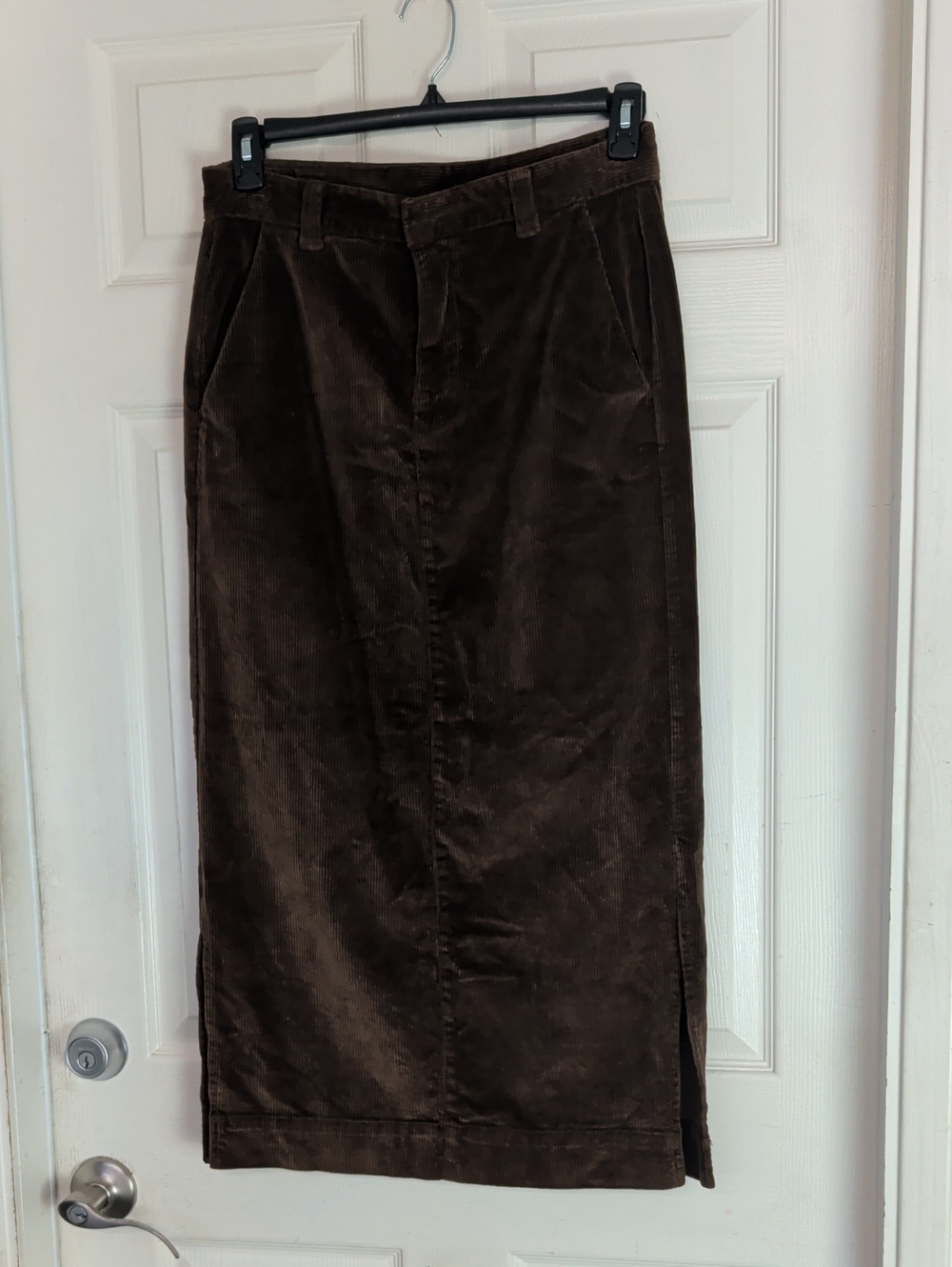 Unif Bean Skirt Brown Corduroy Midi Side Slits Pockets Size Medium Y2k Style